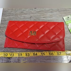 Badgley‎ Mischka NWT Red Vegan Leather Card Holder Wallet